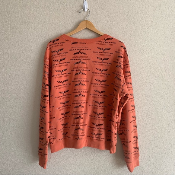 GM Official Orange Allover Print Corvette Pullover Sweatshirt Women’s Sz XL NWOT - Picture 6 of 7